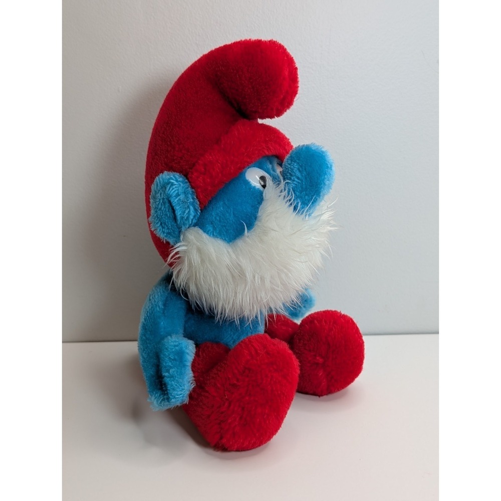 Wallace Berrie Peyo Papa Smurf Plush 10" 1979 Nutshells Stuffed Animal Toy Vtg